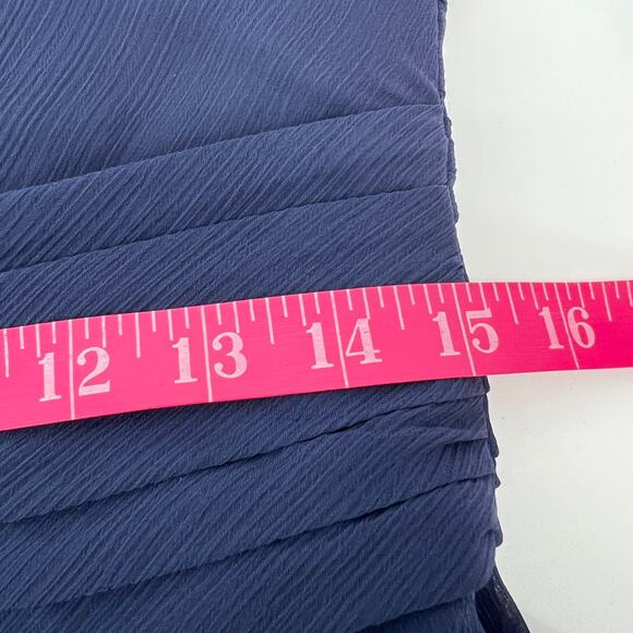 David’s Bridal Marine Navy Blue Dress 10 Strapless Crepe Chiffon Ruched Cascade - Picture 11 of 12